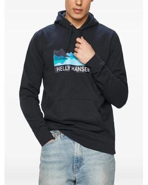 Helly Hansen Graphic-Print Drawstring Hoodie - Blue