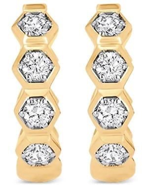 Sara Weinstock 18K Honey Comb Diamond Huggie Earrings - Metallic