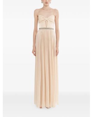 Nissa Crystal-Detail Chiffon Maxi Dress - Natural
