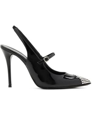 Alessandra Rich Embellished Slingback Sandals - Black