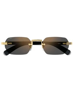 Cartier Geometric-Frame Sunglasses - Metallic