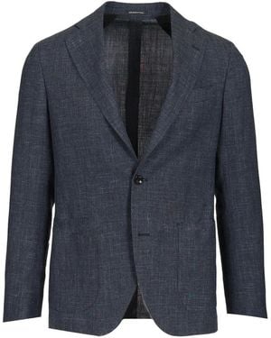 Al Duca d'Aosta Melange-Effect Notched-Lapel Blazer - Blue