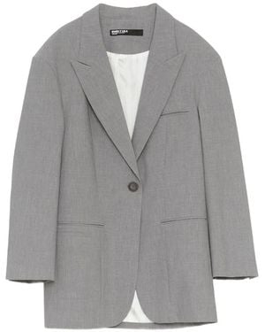 Bimba Y Lola Abrigo Largo De Vestir Con Doble Botonadura Y Solapas - Gris
