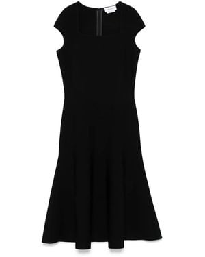 McQueen Flared-hem Midi Dress - ブラック