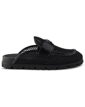 Prada Mules Con Logo Triangular - Negro