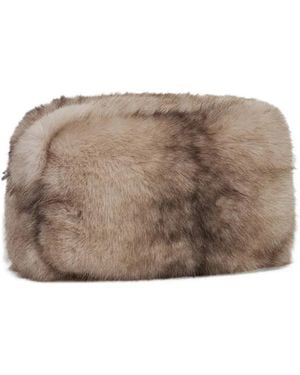 Apparis Jumbo Noor Faux-Fur Clutch Bag - Brown