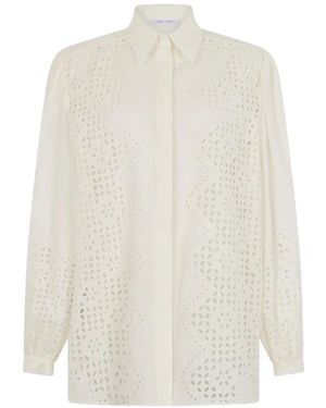Alberta Ferretti Camisa Con Bordado Inglés - Blanco