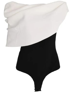 Chats by C.Dam Lidia Off-Shoulder Draped Bodysuit - White