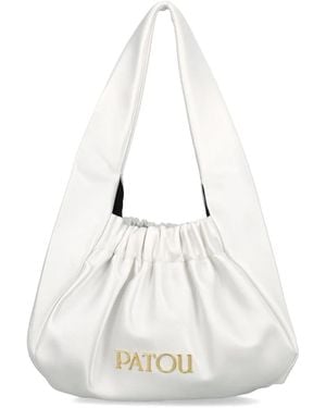 Patou Le Biscuit Satin Shoulder Bag - White