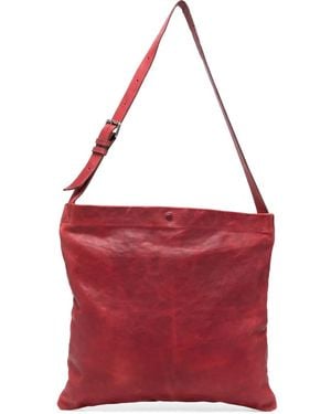 SOMMET Large Lidia Buckle-Strap Leather Shoulder Bag - Red