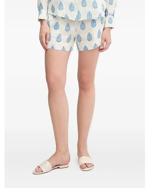 MC2 Saint Barth Meave Paisley-Print Linen Shorts - Blue