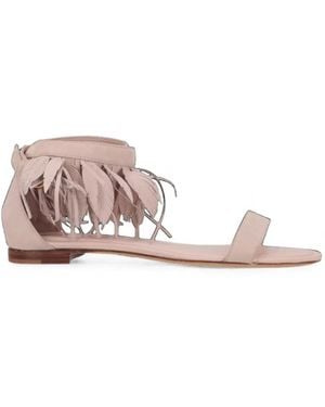 Tod's Sandalias De Ante Con Detalle De Plumas - Rosa
