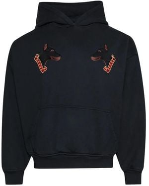 Rhude Dog-Embroidered Hoodie - Blue