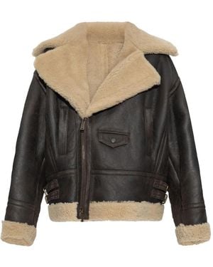 DSquared² Shearling-collar leather jacket - Schwarz
