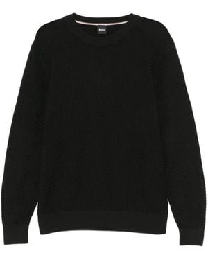BOSS Textured Jumper - Black