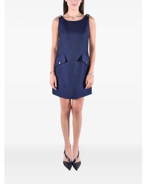 Elisabetta Franchi Logo-Plaque Sleeveless Mini Dress - Blue
