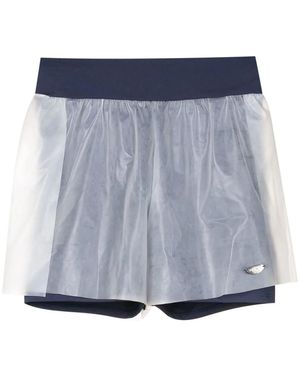 Amir Slama Short De Sport Superposé À Plaque Logo - Bleu