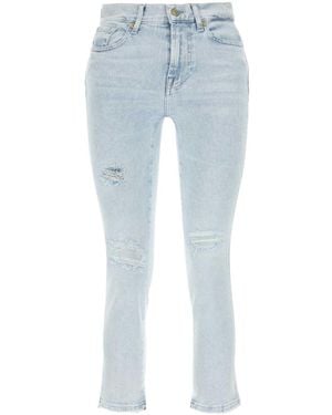 7 For All Mankind Straight-Leg Cropped Jeans - Blue