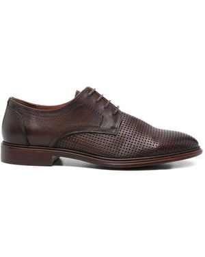 SERGIO MORETTI FIRENZE Perforated Leather Lace-Up Oxford Shoes - Brown