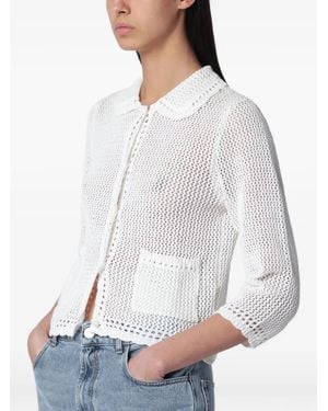 DUNST Cardigan All'Uncinetto Con Colletto - Bianco