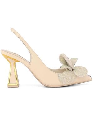 Kat Maconie Henni Crystal-Embellished Floral Slingback Court Shoes - Natural
