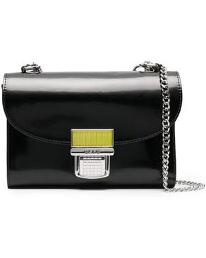 MSGM Brushed Faux Leather Crossbody Bag - Black