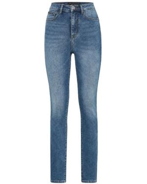 Philipp Plein High-Waisted Logo-Patch Jeans - Blue
