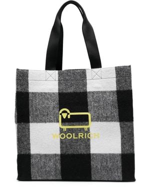 Woolrich Logo-Print Check Tote Bag - Black