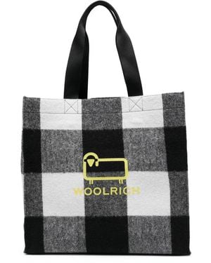 Woolrich Logo-Print Check Tote Bag - Black