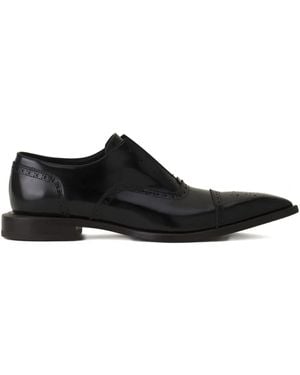 Lanvin Pointed Toe Brogue Flat Shoes - Black