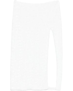Oséree Sequin-Embellished Side-Slit Midi Skirt - White
