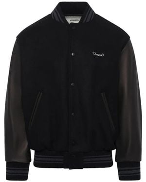 vowels Logo-Embroidered Wool Varsity Jacket - Black