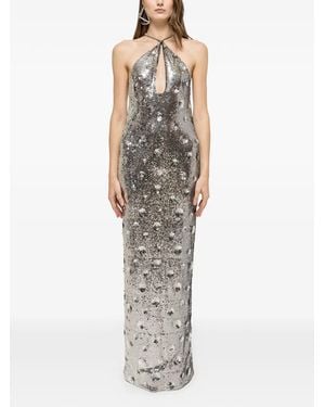 Nissa Sequined Open-Back Gown - Metallic