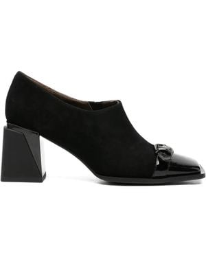 Linda Baumann Buckle-Detail Square-Toe Court Shoes - Black