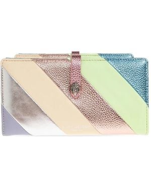 Kurt Geiger Striped Calf Leather Wallet - Gray