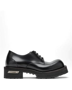 Balenciaga Venom Lace-Up Leather Derby Shoes - Black