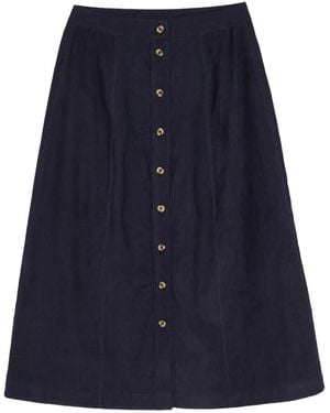 Chinti & Parker Midi Button-Front A-Line Skirt - Blue