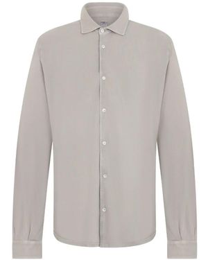 Fedeli Button-Up Long-Sleeve Shirt - Grey