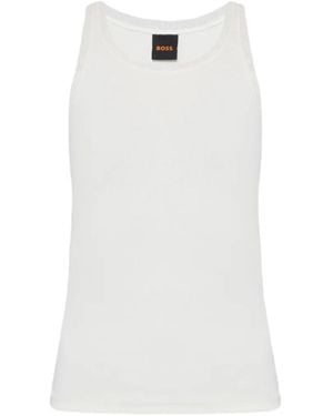 BOSS Embroidered Tank Top - White