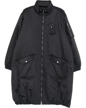 OPEN YY Cargo Zip-Up Oversized Coat - Black