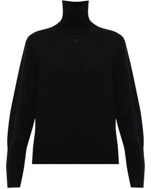 Courreges Lambswool Zipped Collar Sweater - Black