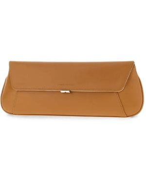 AMINA MUADDI Ami Logo-Plaque Clutch Bag - Brown