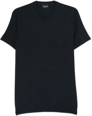 Giorgio Armani Logo-Embroidered T-Shirt - Black