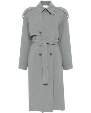 Patrizia Pepe Twill Trench Coats - Gray