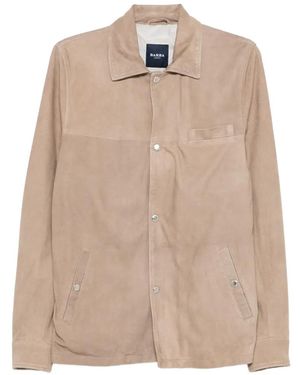 Barba Napoli Buttoned Leather Jacket - Natural