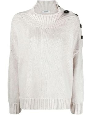 Yves Salomon Pull Boutonné À Col Roulé - Blanc