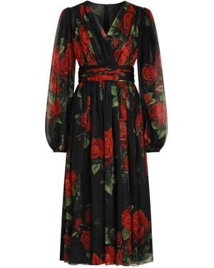 Dolce & Gabbana Abito Midi Con Stampa - Nero