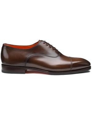 Santoni Leather Oxford Shoes - Brown