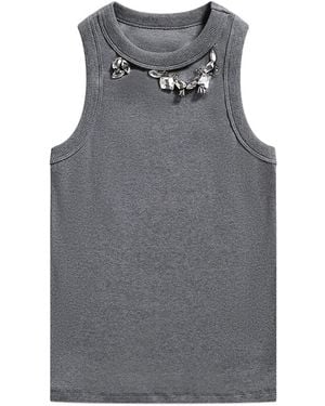 Area Crystal-Embellished Ribbed Tank Top - Grey