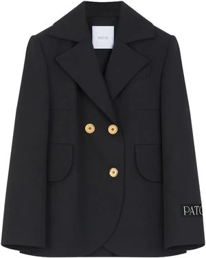Patou Belted Double-Breasted Blazer - Black